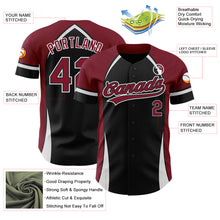 Load image into Gallery viewer, Custom Black Crimson-White 3D Pattern Design Curve Solid Authentic Baseball Jersey