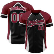 Load image into Gallery viewer, Custom Black Crimson-White 3D Pattern Design Curve Solid Authentic Baseball Jersey