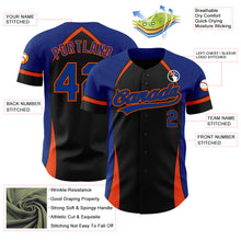 Load image into Gallery viewer, Custom Black Royal-Orange 3D Pattern Design Curve Solid Authentic Baseball Jersey