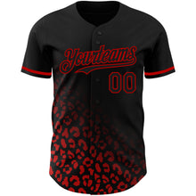 Load image into Gallery viewer, Custom Black Red 3D Pattern Design Leopard Print Fade Fashion Authentic Baseball Jersey