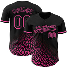 Load image into Gallery viewer, Custom Black Pink 3D Pattern Design Leopard Print Fade Fashion Authentic Baseball Jersey