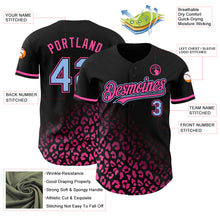Load image into Gallery viewer, Custom Black Light Blue-Pink 3D Pattern Design Leopard Print Fade Fashion Authentic Baseball Jersey