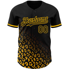 Load image into Gallery viewer, Custom Black Gold 3D Pattern Design Leopard Print Fade Fashion Authentic Baseball Jersey