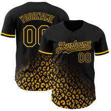 Load image into Gallery viewer, Custom Black Gold 3D Pattern Design Leopard Print Fade Fashion Authentic Baseball Jersey
