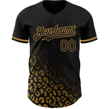 Load image into Gallery viewer, Custom Black Old Gold 3D Pattern Design Leopard Print Fade Fashion Authentic Baseball Jersey