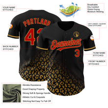 Load image into Gallery viewer, Custom Black Red-Old Gold 3D Pattern Design Leopard Print Fade Fashion Authentic Baseball Jersey
