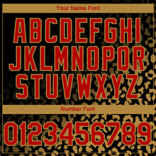 Load image into Gallery viewer, Custom Black Red-Old Gold 3D Pattern Design Leopard Print Fade Fashion Authentic Baseball Jersey