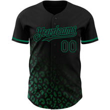 Load image into Gallery viewer, Custom Black Kelly Green 3D Pattern Design Leopard Print Fade Fashion Authentic Baseball Jersey