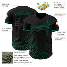 Load image into Gallery viewer, Custom Black Kelly Green 3D Pattern Design Leopard Print Fade Fashion Authentic Baseball Jersey