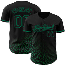 Load image into Gallery viewer, Custom Black Kelly Green 3D Pattern Design Leopard Print Fade Fashion Authentic Baseball Jersey