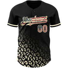 Load image into Gallery viewer, Custom Black Vintage USA Flag-Cream 3D Pattern Design Leopard Print Fade Fashion Authentic Baseball Jersey