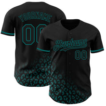 Load image into Gallery viewer, Custom Black Teal 3D Pattern Design Leopard Print Fade Fashion Authentic Baseball Jersey