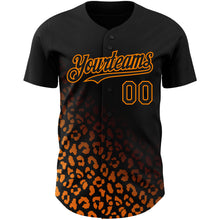 Load image into Gallery viewer, Custom Black Bay Orange 3D Pattern Design Leopard Print Fade Fashion Authentic Baseball Jersey
