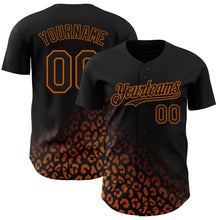 Load image into Gallery viewer, Custom Black Texas Orange 3D Pattern Design Leopard Print Fade Fashion Authentic Baseball Jersey