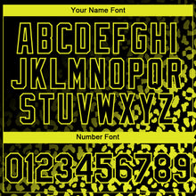 Load image into Gallery viewer, Custom Black Neon Yellow 3D Pattern Design Leopard Print Fade Fashion Authentic Baseball Jersey