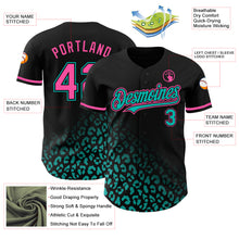 Load image into Gallery viewer, Custom Black Pink-Aqua 3D Pattern Design Leopard Print Fade Fashion Authentic Baseball Jersey