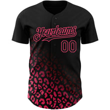 Load image into Gallery viewer, Custom Black Neon Pink 3D Pattern Design Leopard Print Fade Fashion Authentic Baseball Jersey