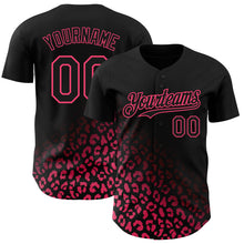 Load image into Gallery viewer, Custom Black Neon Pink 3D Pattern Design Leopard Print Fade Fashion Authentic Baseball Jersey