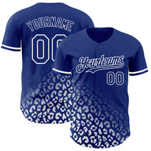 Load image into Gallery viewer, Custom Royal White 3D Pattern Design Leopard Print Fade Fashion Authentic Baseball Jersey