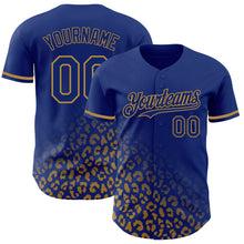 Load image into Gallery viewer, Custom Royal Old Gold 3D Pattern Design Leopard Print Fade Fashion Authentic Baseball Jersey