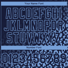 Load image into Gallery viewer, Custom Navy Light Blue 3D Pattern Design Leopard Print Fade Fashion Authentic Baseball Jersey