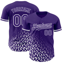 Load image into Gallery viewer, Custom Purple White 3D Pattern Design Leopard Print Fade Fashion Authentic Baseball Jersey