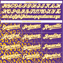 Load image into Gallery viewer, Custom Purple White-Gold 3D Pattern Design Leopard Print Fade Fashion Authentic Baseball Jersey