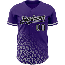 Load image into Gallery viewer, Custom Purple Black-Gray 3D Pattern Design Leopard Print Fade Fashion Authentic Baseball Jersey