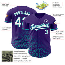 Load image into Gallery viewer, Custom Purple White-Teal 3D Pattern Design Leopard Print Fade Fashion Authentic Baseball Jersey