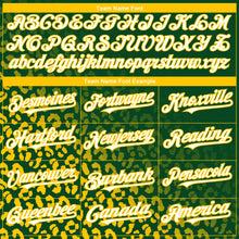 Load image into Gallery viewer, Custom Kelly Green White-Yellow 3D Pattern Design Leopard Print Fade Fashion Authentic Baseball Jersey