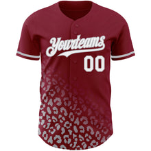 Load image into Gallery viewer, Custom Crimson White-Gray 3D Pattern Design Leopard Print Fade Fashion Authentic Baseball Jersey