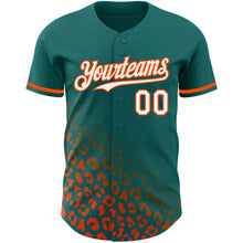 Load image into Gallery viewer, Custom Teal White-Orange 3D Pattern Design Leopard Print Fade Fashion Authentic Baseball Jersey