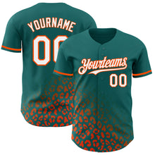 Load image into Gallery viewer, Custom Teal White-Orange 3D Pattern Design Leopard Print Fade Fashion Authentic Baseball Jersey