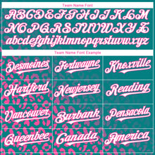 Load image into Gallery viewer, Custom Teal White-Pink 3D Pattern Design Leopard Print Fade Fashion Authentic Baseball Jersey