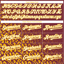 Load image into Gallery viewer, Custom Burgundy White-Gold 3D Pattern Design Leopard Print Fade Fashion Authentic Baseball Jersey