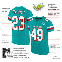 Load image into Gallery viewer, Custom Aqua White-Red Mesh Authentic Football Jersey