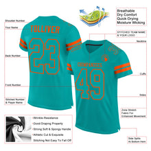 Load image into Gallery viewer, Custom Aqua Aqua-Orange Mesh Authentic Football Jersey