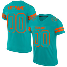 Load image into Gallery viewer, Custom Aqua Aqua-Orange Mesh Authentic Football Jersey