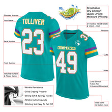 Load image into Gallery viewer, Custom Aqua White-Purple Mesh Authentic Football Jersey