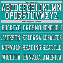 Load image into Gallery viewer, Custom Aqua White-Gold Mesh Authentic Football Jersey