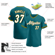 Load image into Gallery viewer, Custom Teal White-Gold Authentic Baseball Jersey