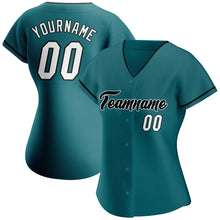 Load image into Gallery viewer, Custom Teal White-Black Authentic Baseball Jersey