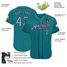 Load image into Gallery viewer, Custom Teal Gray Pinstripe Gray-Navy Authentic Baseball Jersey
