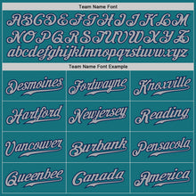 Load image into Gallery viewer, Custom Teal Gray Pinstripe Gray-Navy Authentic Baseball Jersey