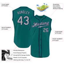 Load image into Gallery viewer, Custom Aqua Gray-Navy Authentic Sleeveless Baseball Jersey