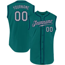 Load image into Gallery viewer, Custom Aqua Gray-Navy Authentic Sleeveless Baseball Jersey