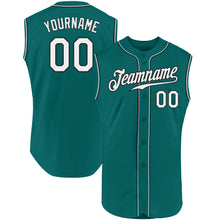 Load image into Gallery viewer, Custom Aqua White-Black Authentic Sleeveless Baseball Jersey