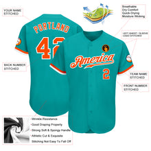 Load image into Gallery viewer, Custom Aqua Orange-White Authentic Baseball Jersey