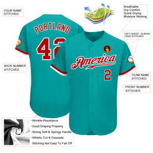 Load image into Gallery viewer, Custom Aqua Red-White Authentic Baseball Jersey