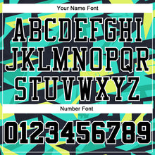 Load image into Gallery viewer, Custom Aqua Black-Neon Green Round Neck Sublimation Basketball Suit Jersey